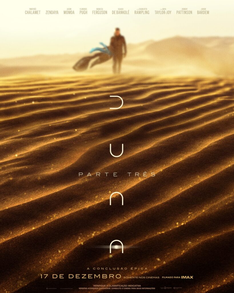 Pôster de divulgação do filme Duna: Parte Três. Imagem: Divulgação/ Warner Bros. Pictures