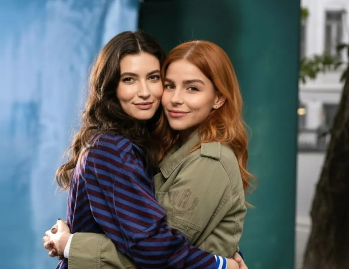 Alanis Guillen e Gabriela Medvedovsky como Lorena e Juquinha, personagens de “Três Graças” e protagonistas da novela vertical “Loquinha”. Foto: Divulgação/Globo