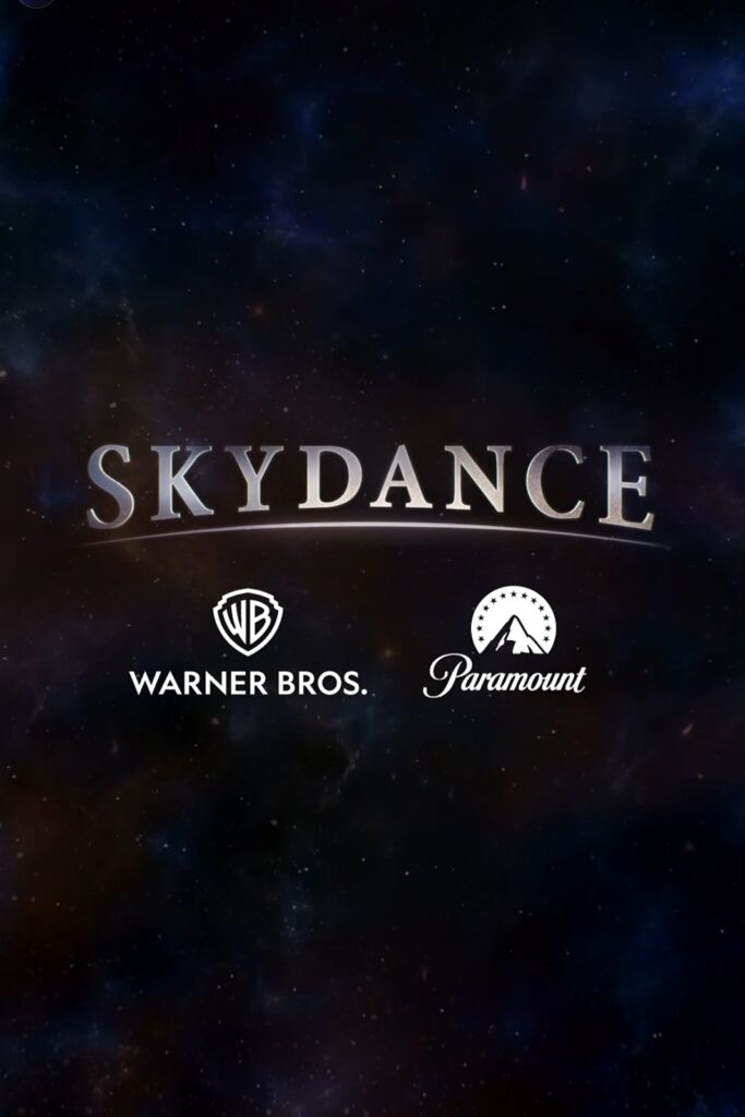 Logo do novo conglomerado e das duas empresas originais. Foto: reprodução/Skydance.